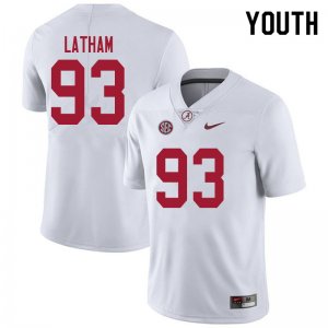 NCAA Youth Alabama Crimson Tide #93 Jah-Marien Latham Stitched College 2020 Nike Authentic White Football Jersey AR17J13AV
